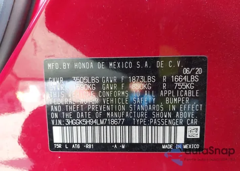 2020 Honda Fit Ex-L z USA, uszkodzony, nr VIN 3HGGK5H94LM718677